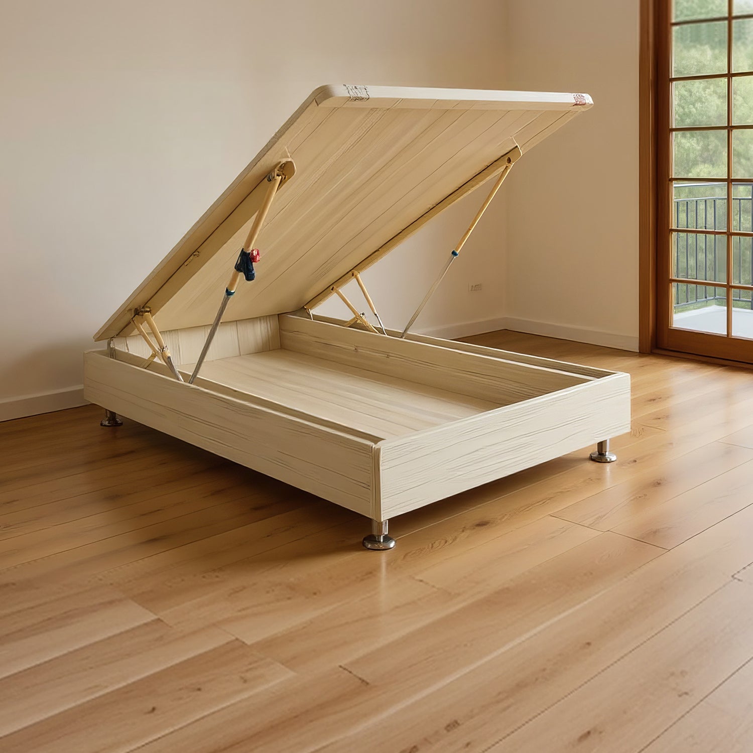 エンボス仕上げ 跳ね上げ収納ベッド