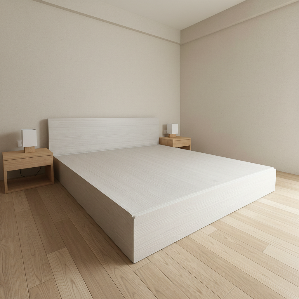 エンボス仕上げ 跳ね上げ収納ベッド